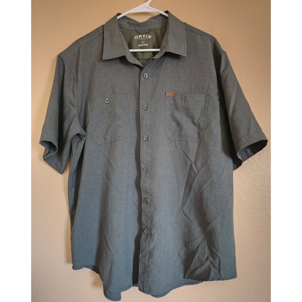 Orvis Button Up Short Sleeve Outdoor Shirt Men's Size XL Green See Details